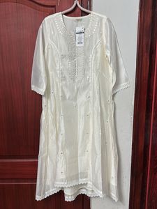 Max Elegant Off-White Kurta with Mirror Work