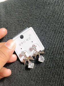 Cute Bow & Crystal Drop Earrings