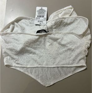 White Bow Tie Bandeau Top