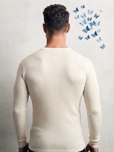 Men's Cream Long Sleeve Thermal Top
