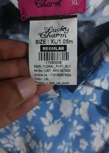 Blue Floral Button-Up Shirt