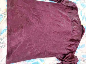 Men's Burgundy Textured Dress Shirt