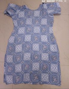 Beautiful Blue Printed Kurta Set free earing 🥰