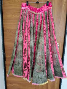 Vibrant Pink &amp; Olive Green Lehenga Choli Set