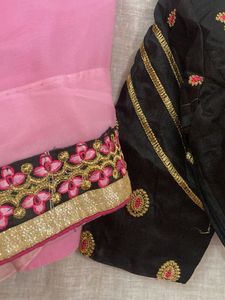 Embellished pink saree