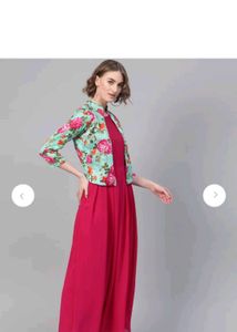 Price Drop Maxi Dress With Printed Attached Jacket