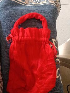 Red Christmas Drawstring Pouch