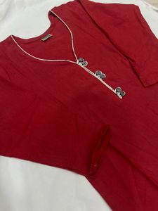 Red kurta with White pant