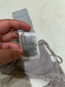 H&amp;M Lace Trim Satin Bra