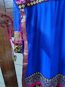 Vibrant Blue Net Silk Ethnic Kurta Set