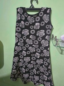 Black Floral Sleeveless Fit &amp; Flare one piece
