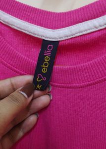 Hot Pink Ribbed Lettuce Hem Top