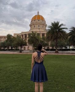 Sparkly Navy Blue Halter Dress