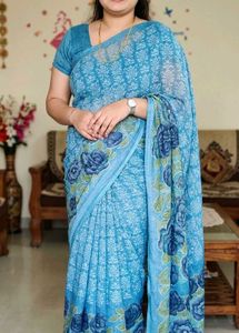 Beautiful Blue Floral Saree