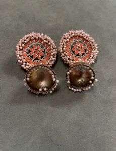 Designer Jhumka Earrings with Pearls