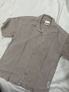 Men's Short Sleeve Crochet Shirt