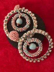 Beaded rhinestone Statement Earrings