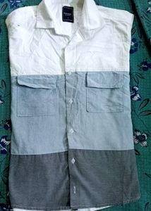 Men White Colour Block Shirt