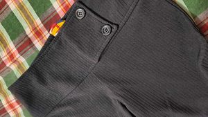 Ribbed Flare Pants with Button Detail