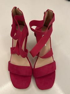 Vibrant Pink Strappy Block Heels