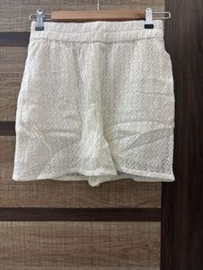 Sheer Lace Button-Up Blouse &amp; shorts