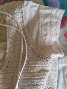 Double Flared White Anarkali
