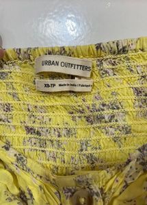 Yellow Floral Cropped Button-Up Top