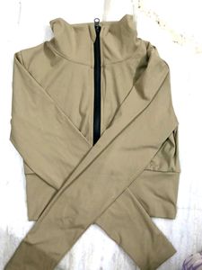Chic Beige Zip-Up Jacket