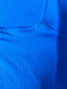 Blue Ribbed Square Neck Top