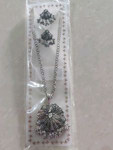 Oxidized Silver Necklace and Earring Set