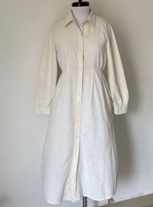 Cream Button-Up Shirt Dress