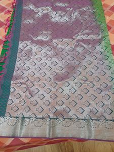 Green Silk Saree with Peacock Motif
