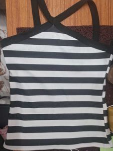 Striped Halter Neck Tank Top