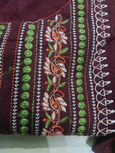 Embroidered woollen  Maroon Kurta set
