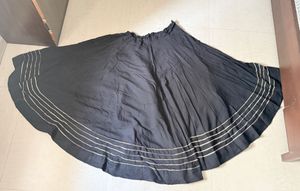 Elegant Black Ethnic Skirt with Gold Border