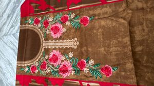Brown &amp; Red Dress Material