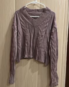 Cozy Mauve Cable Knit Sweater