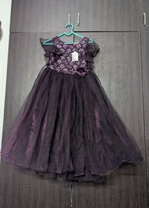 Elegant Purple Tulle Dress with Floral Bodice