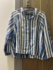 Blue & White Striped Button-Up Shirt