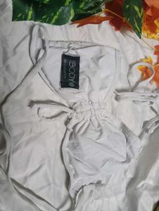 137.White Halter Bikini Top