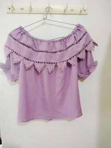 Cute Lavender Off-Shoulder Top