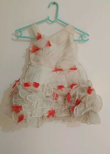 Stunning White & Red Ruffled Gown