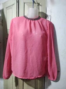 Chic Pink Sheer Blouse