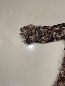Pleated Floral Print Dress