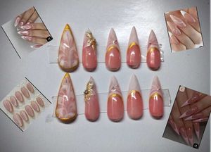 white and pink press on nails set