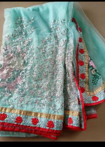 Embroidered Net Saree
