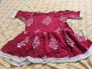 Maroon Embroidered Kurta
