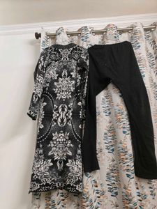 Boolean Elegant Black &amp; White Kurta Set