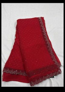 Red Embellished Saree