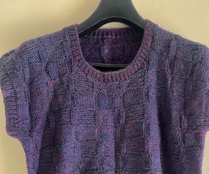Unisex Purple Half Sleeves Sweater